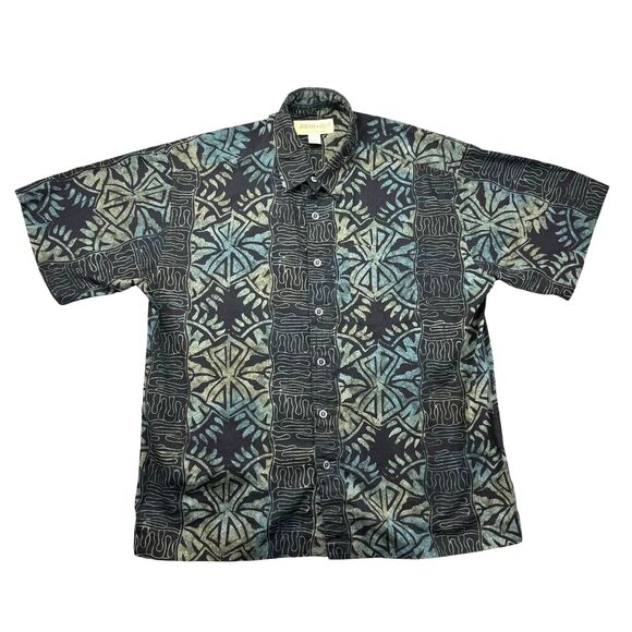 Johari West Shirt Men's Extra Large Black Floral Button Up Tropical Hawaiian Top - Picture 1 of 11